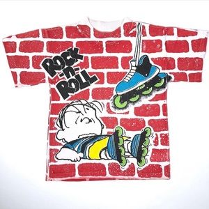 Charlie Brown & Gang Vintage All Over Print Youth SZ 7 Kids Medium